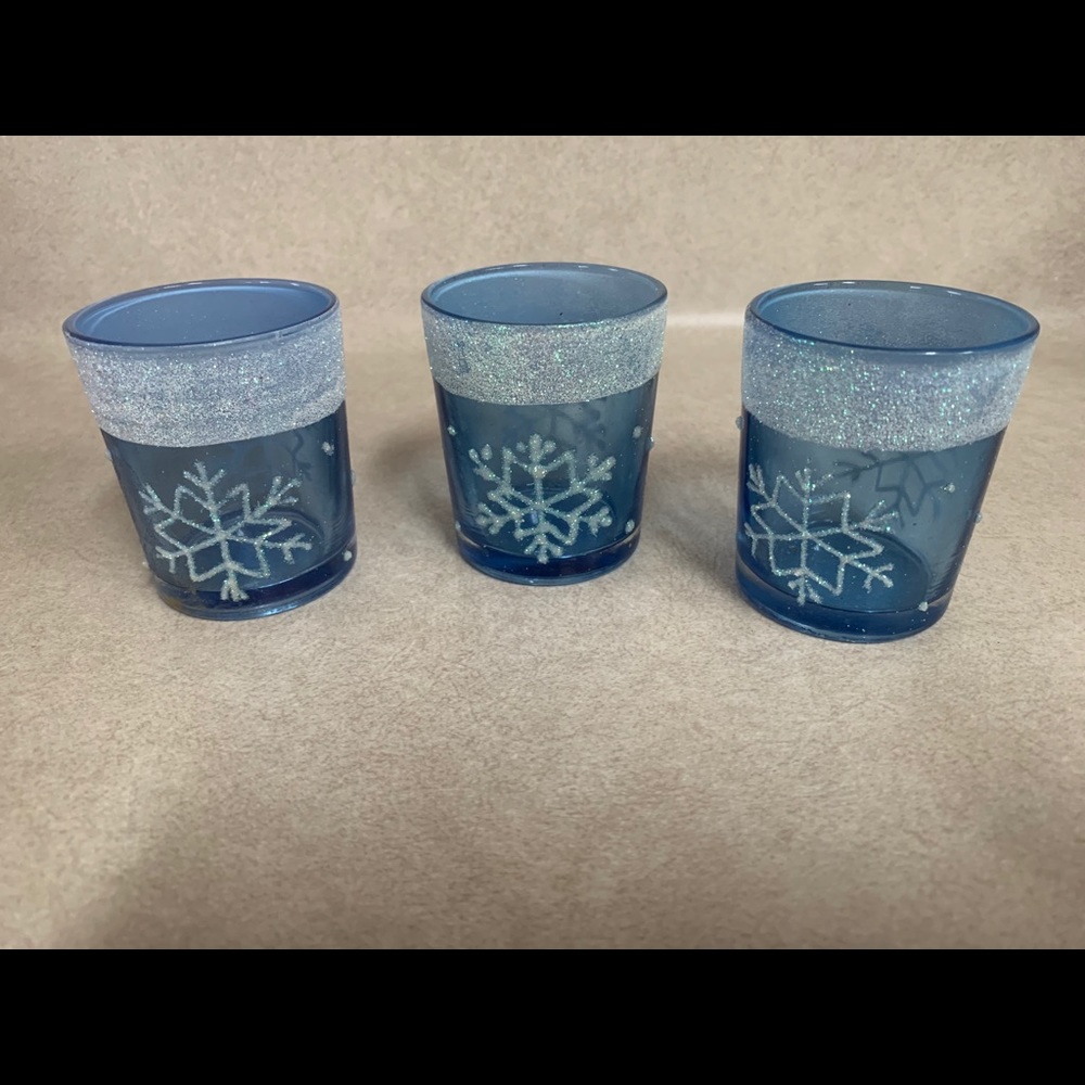 3 Christmas candle holders